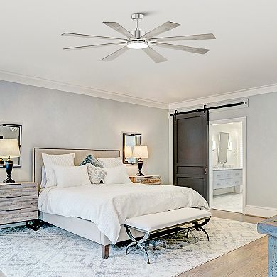 72" Modern Plywood 8-Blade Large Dimmable LED Smart Ceiling Fan with Light and Remote, App Control