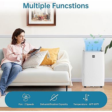 12,000 BTU 3-in-1 Portable AC - Cools 550 Sq.Ft with Remote, Timer & Installation Kit