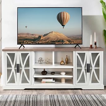 93" Farmhouse TV Stand for TVs up to 75", Large Media Console with Storage Cabinets for Living Room