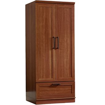 Wardrobe Armoire with Adjustable Shelf, Garment Rod, & Drawer with Safety Stops for Bedroom Storage