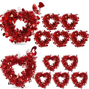 Valentine’s Day Heart Shaped Tinsel Wreath Set of 12