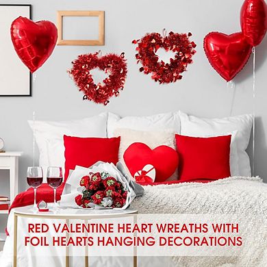 Valentine’s Day Heart Shaped Tinsel Wreath Set of 12