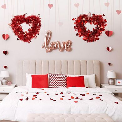 Valentine’s Day Heart Shaped Tinsel Wreath Set of 12