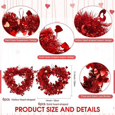 Valentine’s Day Heart Shaped Tinsel Wreath Set of 12