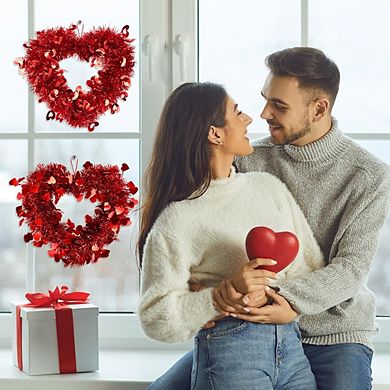 Valentine’s Day Heart Shaped Tinsel Wreath Set of 12
