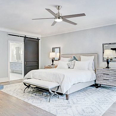 52" Modern Integrated LED Smart Ceiling Fan with Light and Remote, App Control