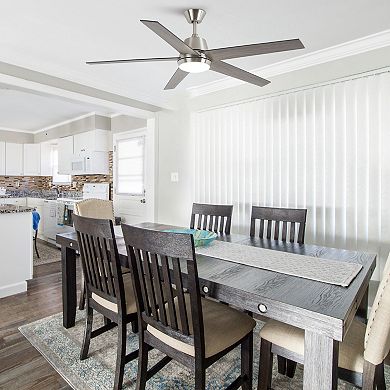 52" Modern Integrated LED Smart Ceiling Fan with Light and Remote, App Control