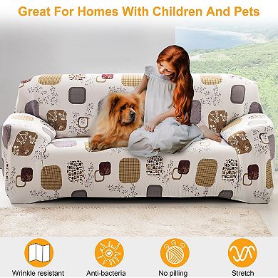 Stretch Sofa Cover Printed Polyester Slipcover Furniture Protector for Couch & Sofa