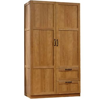 Bedroom Storage Closet Organizer with Garment Rod, Adjustable Shelves and Easy-Glide Drawers