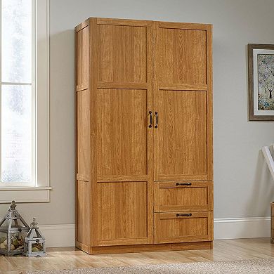 Bedroom Storage Closet Organizer with Garment Rod, Adjustable Shelves and Easy-Glide Drawers