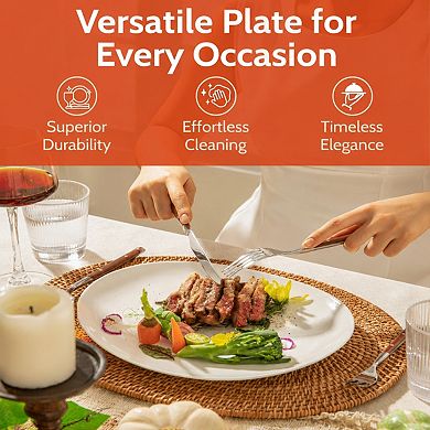 11 Inch Porcelain Dinner Plates Set Of 6 Microwave Oven Dishwasher Safe Scratch Resistant