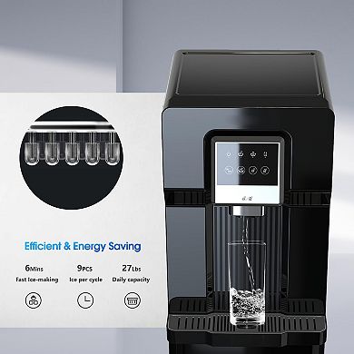 Black Bottom Loading Water Dispenser Cooler with Ice Maker