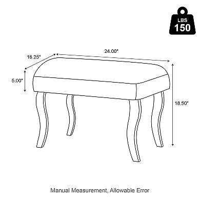 Glitzhome 25.50"L Pink Ottomans, Faux Fur Acrylic Bench