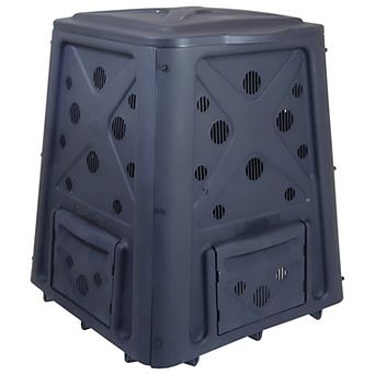 65-Gallon Outdoor Compost Bin with Snap-On Lid and Four Access Doors, Grey