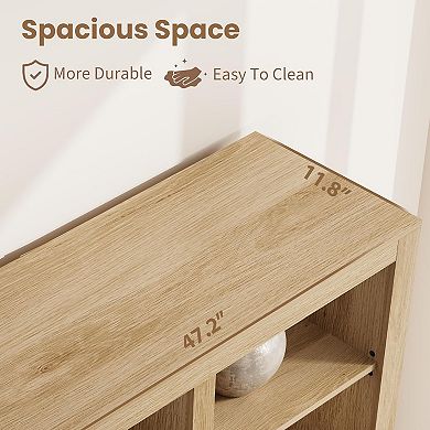 Tall Freestanding Bookcase with Storage Drawers and Shelves