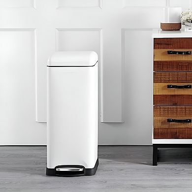 Step-On Trash Can, 8-Gallon Steel Bin for Craft Room, Kitchen, or Laundry Area