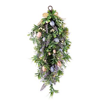 Glitzhome 28"H Easter Egg & Lavender Teardrop