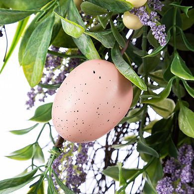 Glitzhome 28"H Easter Egg & Lavender Teardrop