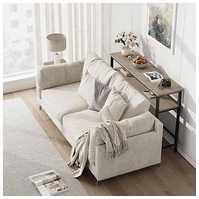 Adjustable Shelf Rustic Entryway Console Table, 2-Tier Industrial Sofa Table with Storage