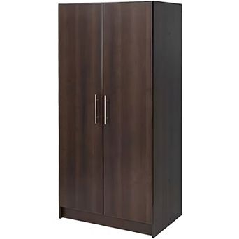 Freestanding Armoire Wardrobe Cabinet with Hanging Rod and Upper Shelf, 65 in Espresso