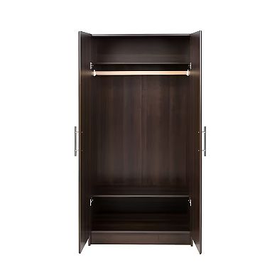 Freestanding Armoire Wardrobe Cabinet with Hanging Rod and Upper Shelf, 65 inches, Espresso