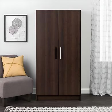 Freestanding Armoire Wardrobe Cabinet with Hanging Rod and Upper Shelf, 65 inches, Espresso