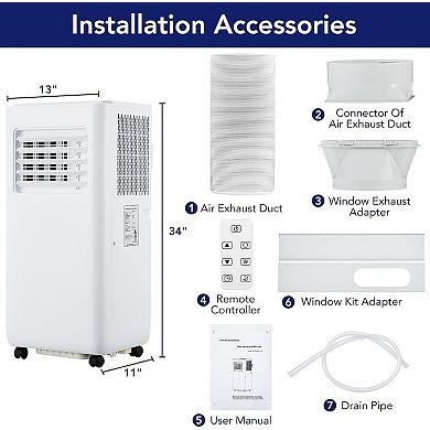 10,000 BTU 3-in-1 Portable AC for 450 Sq.Ft - Energy-Efficient Cooling with Remote & Timer