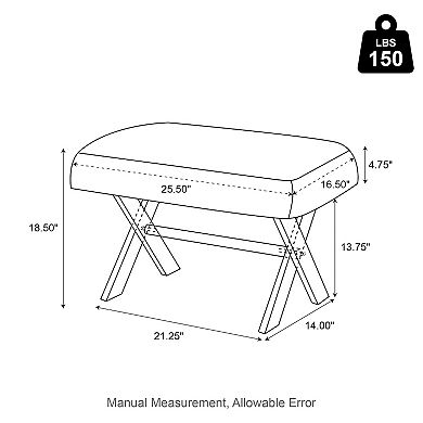 Glitzhome 24.00"L Pink Faux Fur Acrylic Bench