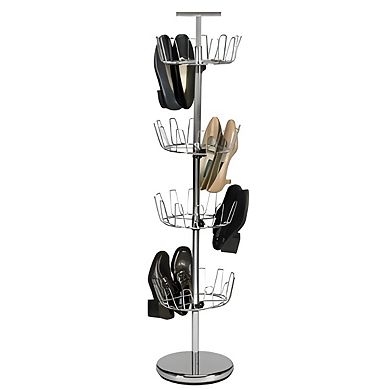 54-Inch Chrome Revolving Shoe Organizer with Adjustable Levels and Weighted Base