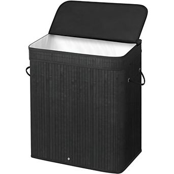 Wicker Laundry Hamper with Flip-Top Lid, Removable Washable Cotton Liner, and Soft Handles 26-Gallon
