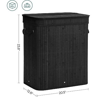 Wicker Laundry Hamper with Flip-Top Lid, Removable Washable Cotton Liner, and Soft Handles 26-Gallon