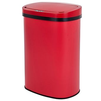 Red Stainless Steel Automatic Garbage Can with Hands-Free Sensor Lid, 13 Gallon