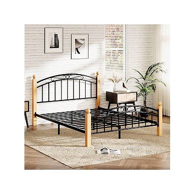 Bed Frame with Headboard & Footboard, Metal Platform Bed Frame Mattress Foundation w/Under Storage