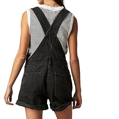 Women's Summer Loose Denim Overalls Short Multi-Pocket Cross Back ...