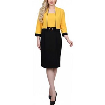Petite 3/4 Sleeve 2 pc Colorblocked Dress Set