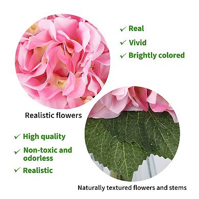 Artificial Hydrangea Arrangement in Glass Vase - Fade-Resistant Silk Flowers with Faux Water