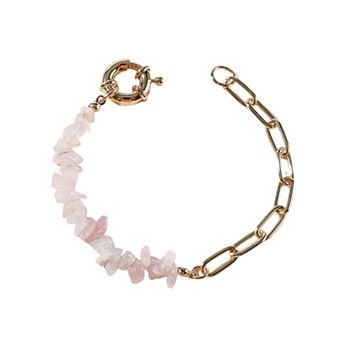 Rough Stone Crystal Amethyst Stone Chain Bracelet