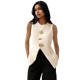 Women's Elegant Artistic British Vest Fashion Sleeveless Waistcoat Office Daily Outfits Tops