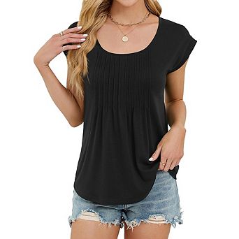 Women's Classic Round Neck Short Sleeve T-Shirt Loose Fit Striped Tops with Round Neck Casual Top