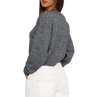Women's Fall Short Knit Cardigan Slim-Fit Button-Down Sweater Jacket Versatile Work & Daily Top