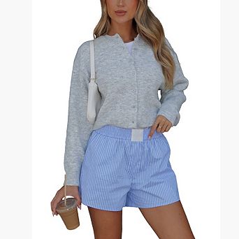 Women's Fall Short Knit Cardigan Slim-Fit Button-Down Sweater Jacket Versatile Work & Daily Top