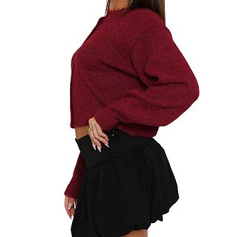 Women's Fall Short Knit Cardigan Slim-Fit Button-Down Sweater Jacket Versatile Work & Daily Top