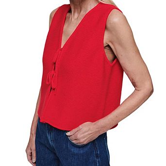 Women Summer Striped Tie Detail Rabbit Hair Camisole Minimalist Sleeveless Casual Top Versatile Tank