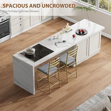 Bar Stools Set of 2, Counter Height Barstools with Back, Thick Cushion & Footrest