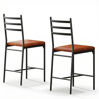 Bar Stools Set of 2, Counter Height Barstools with Back, Thick Cushion & Footrest