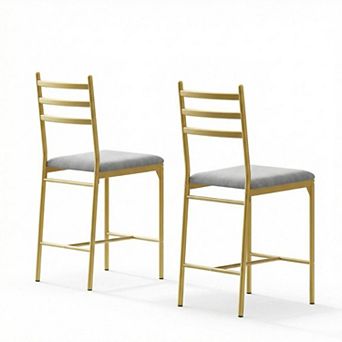 Bar Stools Set of 2, Counter Height Barstools with Back, Thick Cushion & Footrest