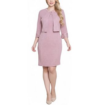 Two Piece Novelty Knit and Lace Dress Set