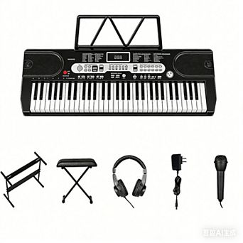 61-Key Portable Electric Keyboard, W/Accessories, Compact and Lightweight, HIPS Material,