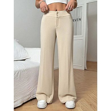 Women's High Waisted Loose Elastic Slightly Flared Foreign Trade Casual Wide Leg Pants