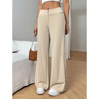 Women's High Waisted Loose Elastic Slightly Flared Foreign Trade Casual Wide Leg Pants